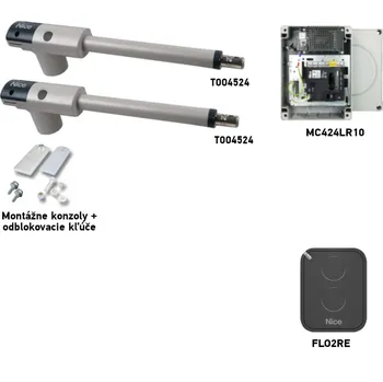 Pohon brány Sada pohonu NICE TOO TOO4524 pro dvoukřídlou bránu - jedno křídlo 4,5m/250kg, intenzivní provoz