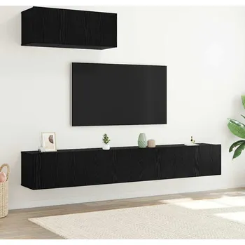 Obývací stěna vidaXL Sestava TV skříněk Nástěnný 3 pcs Černý dub kompozitní dřevo [3332537]