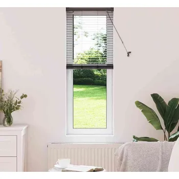 Roleta vidaXL Žaluzie na okno se záclonami Černá Hliník [42006111]