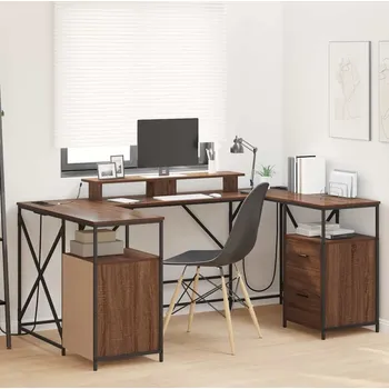 Psací stůl vidaXL Stůl se zásuvkou Hnědý dub 182 x 101 x 87,5 cm kompozitní dřevo [3376140]