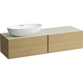 LAUFEN ILBAGNOALESSI - zásuvkový element 1600, se 2 zásuvkami, s výřezem vlevo, s vrchní deskou Calce Avorio vč. otvoru pro baterii, pro umyvadlo H818975/6, H818977/8, H4313550972501