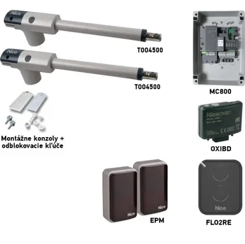 Pohon brány Sada pohonu NICE TOO TOO4500 pro dvoukřídlou bránu - jedno křídlo 4,5m/250kg s fotobuňkami