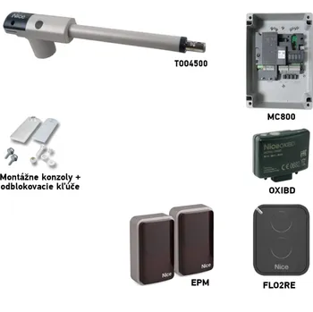 Pohon brány Sada pohonu NICE TOO TOO4500 pro jednokřídlou bránu - jedno křídlo 4,5m/250kg s fotobuňkami
