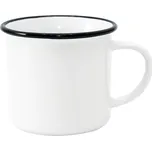 Smaltovaný plechový bílý hrnek 18 Oz - černý lem