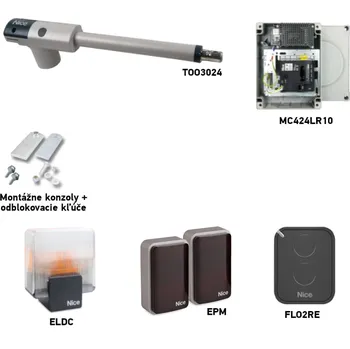 Pohon brány Sada pohonu NICE TOO TOO3024 pro jednokřídlou bránu - jedno křídlo 3m/300kg s příslušenstvím