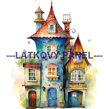 Látkový panel - Domečky - BAR-04 Velikost: 30x30cm, Materiál: Teplákovina nepočesaná