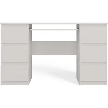 MrHome Psací stůl WHITE - bílý, 6 zásuvek