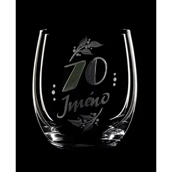 Sklenice Sklenka na whisky k 70 narozeninám - ručně ryté (broušené), dárková krabička