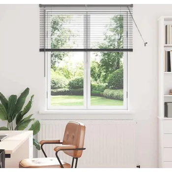 Roleta vidaXL Žaluzie na okno se záclonami Tmavě šedá Hliník [42006049]