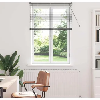 Roleta vidaXL Žaluziové rolety se záclonami Tmavě šedá 130 x 85 cm Hliník [42006044]