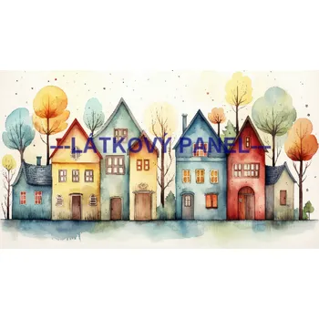 Látkový panel - Domečky - BAR - 68 Velikost: 20x13cm, Materiál: Bavlna