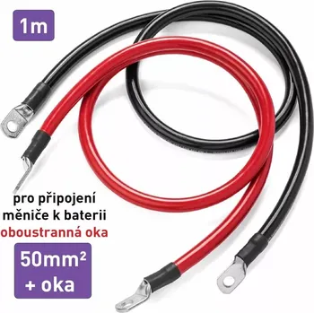 Napájecí kabel *Kabel propojovací s oky - 50mm², délka 1m (černý + červený) (Kabel s průřezem 50mm². Pro propojení baterii je zapotřebí kabelů s vysokým průřezem. )