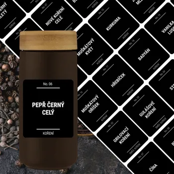 Speciální papír etikety na kořenky hranaté s kulatým rohem černé - sada A (60 ks)