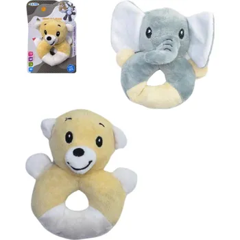 PLYŠ Zvířátko baby chrastítko a kousátko s pískátkem pro miminko 2 druhy