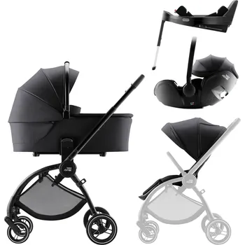 Kočárek Set kočárek Rio + hluboká korba + autosedačka Baby-Safe PRO + Vario Base 5Z Style, Carbon Black