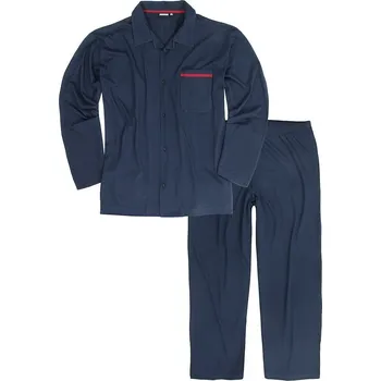 Pánské pyžamo ADAMO pyžamo pánské 119265 rozepínací nadměrná velikost tmavě modrá 2XL