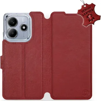 Pouzdro na mobilní telefon Kožené flip pouzdro Mobiwear - Xiaomi Redmi Note 14 5G - Tmavě červené - VÝPRODEJ (Kožené knížkové pouzdro, obal, kryt na mobil Xiaomi Redmi Note 14 5G, Tmavě červené, materiál Genuine Leather, ochrana 360°, stojánek, silikonová vanička, magnetické zavírá