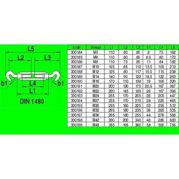 Upínací popruh Napínák HÁK/HÁK kovaný, pozink M 12 DIN1480HH