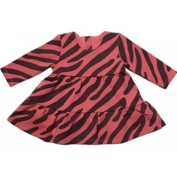 Dětská móda Dívčí bavlněné šaty Mrofi, Helen - cihlově červená s černými pruhy