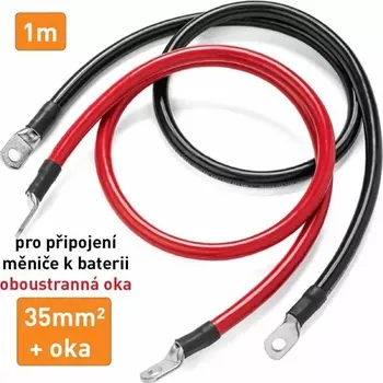 Napájecí kabel *Kabel propojovací s oky - 35mm², délka 1m (černý + červený) (Kabel s průřezem 35mm². Pro propojení baterii je zapotřebí kabelů s vysokým průřezem. )