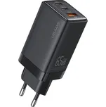 USAMS US-CC180 GaN rychlonabíjecí adaptér s porty 2x USB-C / USB-A - 65W - černý