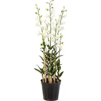 umělá květina Luxusní umělá Orchidej Dendrobidium bílá v květináči, 132cm