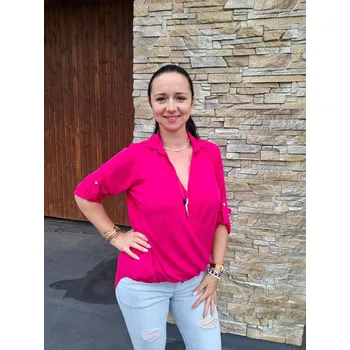 Dámská košile Halenka s překladem tmavě růžová Velikost: UNI: S - XL