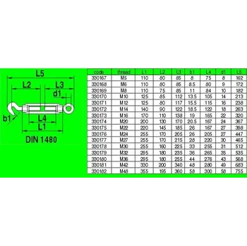 Upínací popruh Napínák OKO/HÁK kovaný, pozink M 14 DIN1480RH