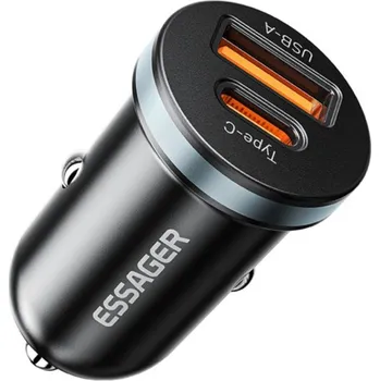 ESSAGER ES-CC12 autonabíječka s porty USB-C / USB-A - 30W - černá