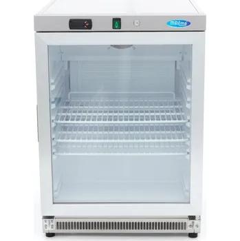 Chladnička Maxima – 200 l – s prosklenými, křídlovými dveřmi – nerez