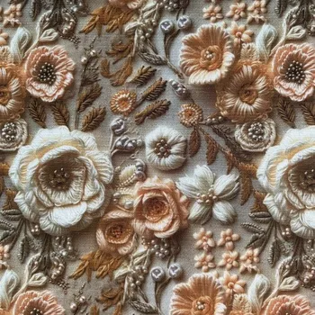 ubrus Ubrus hnědobéžové plastické květy TC25-16 - čtverec 75 x 75 cm