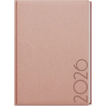 Diář Baloušek, s.r.o. DENNÍ DIÁŘ A5 DAVID - TORA 2026 - LESKLÝ STRUKTUROVANÝ POVRCH Barva: Pudrová