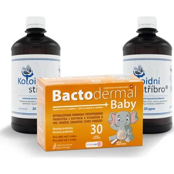 Koloidní stříbro s.r.o. Koloidní stříbro 2 x 500 ml 20 ppm + Bactodermal Baby 30 sáčků
