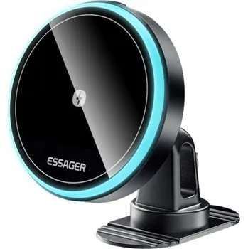 ESSAGER T1 magnetický držák do auta na palubní desku s bezdrátovým nabíjením pro iPhone - černý