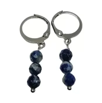 Náušnice Elegantní náušnice z lapisu lazuli – fasetované korálky a chirurgická ocel