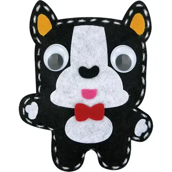 kreativní sada Černo - bílý buldoček - sada pro děti na výrobu plstěného zvířátka + návod