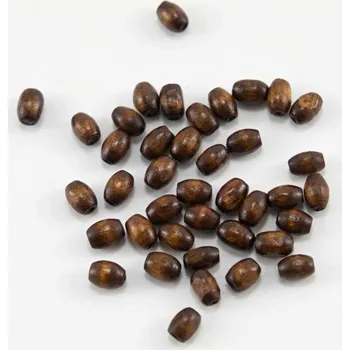 Dětské navlékací korálky Dřevěné korálky ve tvaru oválku - hnědé - rozměr 0,6 cm x 0,4 cm - obsah balení 40 ks