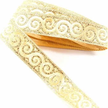 Stuha Zlatý prýmek se zlatými vlnami - šíře 1,5 cm