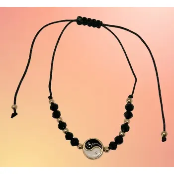 Náramek Černý ochranný náramek Jin Jang – symbol rovnováhy a energie