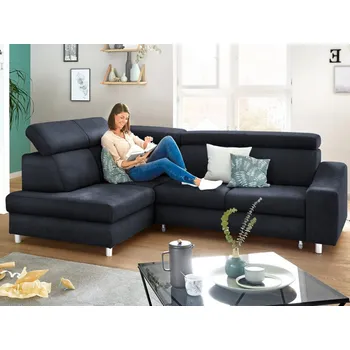 Sedací souprava Rohová sedací souprava Brico, temně modrá látka, levý roh