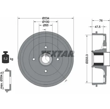 Brzdový buben Brzdový buben TEXTAR 94045800