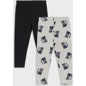 Dívčí kalhoty Sinsay - 2 balení bavlněných legín - černá - 091FT-99X - 091FT-99X-62