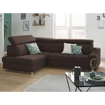 Sedací souprava Rohová sedací souprava Brico, tmavě hnědá látka, levý roh