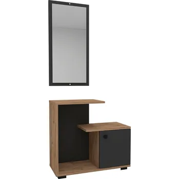 Předsíňová stěna KILKIS předsíňový stolek se zrcadlem, borovice Atlantic / antracit