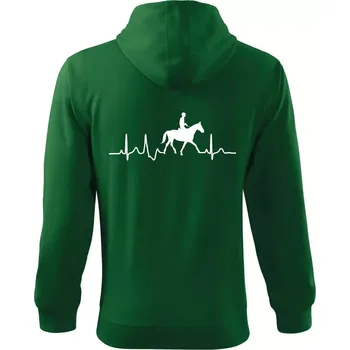 Pánská mikina EKG kůň přeskok - Mikina s kapucí na zip trendy zipper - 2XL ( Lahvově zelená )