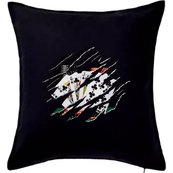 Polštář Roztržené triko - poker - Polštář 50x50 - 50x50 - Pouze potah ( Černá )