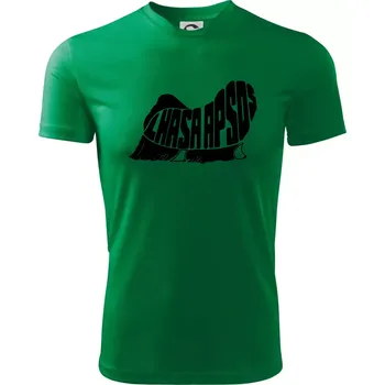 Chlapecké tričko Lhasa Apso nápis v těle - Dětské triko sportovní (dresovina) - 122 cm/6 let ( Středně zelená )