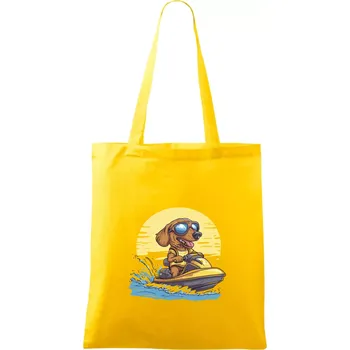 Jezevčík na vodním skútru - Taška bavlněná - 42 x 38 cm ( Žlutá )
