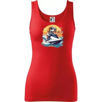 Dámské tričko Bígl na vodním skútru - Dámské tílko - L ( Červená )