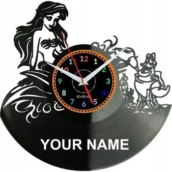 Hodiny Mořská panna a Krab Vaše Jméno Nástěnné Hodiny Vinylová Deska Moderní Dekorace
